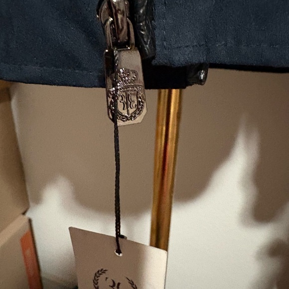 Billionaire Italian Couture Men's Classic Dark Blue Jacket w/ Leather Detail - Picture 5 of 13